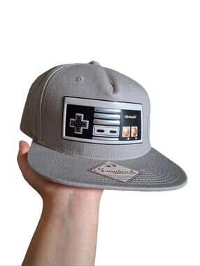 Nintendo Controller Snapback Hat - Gray Retro Classic 8-Bit Gamer Cap